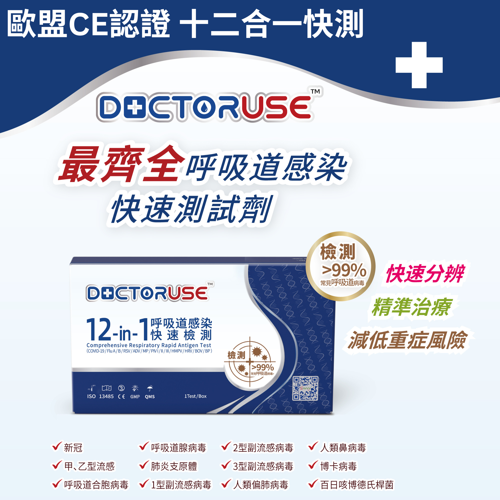 新品上架 - DOCTORUSE 12合1呼吸道感染快速檢測試劑盒